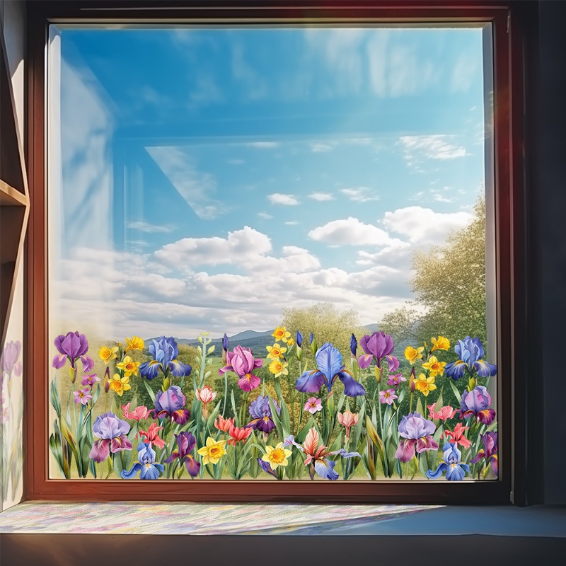 Pvc Panel Background - Kleurrijke mooie irisbloem muurstickers voor thuis